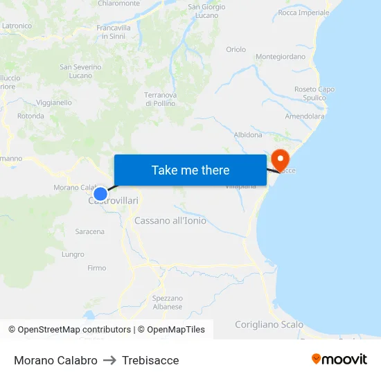 Morano Calabro to Trebisacce map