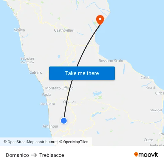 Domanico to Trebisacce map