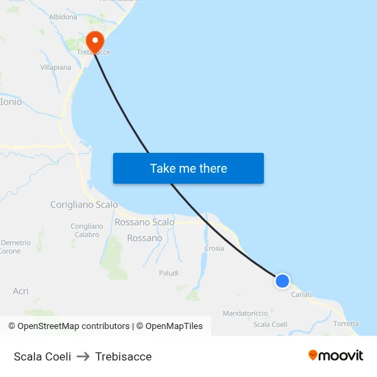 Scala Coeli to Trebisacce map