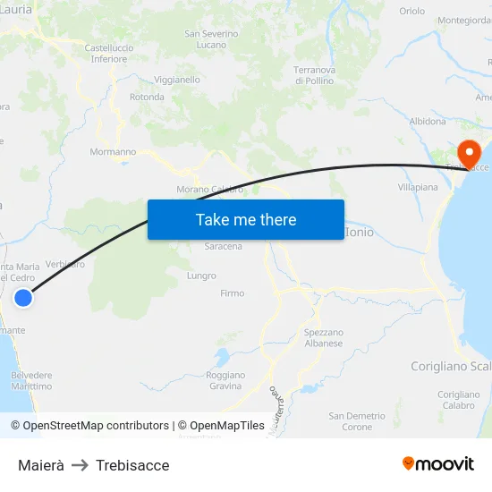 Maierà to Trebisacce map