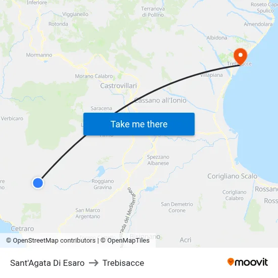Sant'Agata Di Esaro to Trebisacce map
