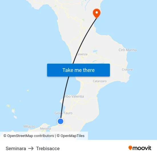 Seminara to Trebisacce map