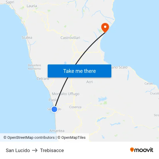 San Lucido to Trebisacce map