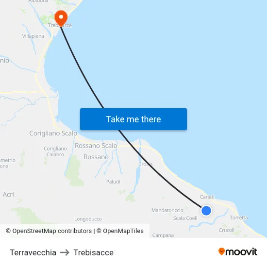 Terravecchia to Trebisacce map
