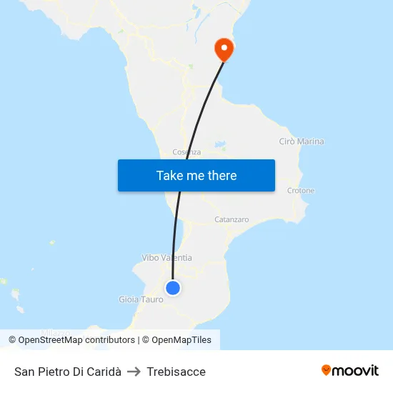 San Pietro Di Caridà to Trebisacce map