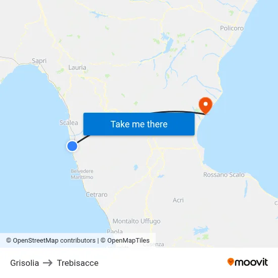 Grisolia to Trebisacce map