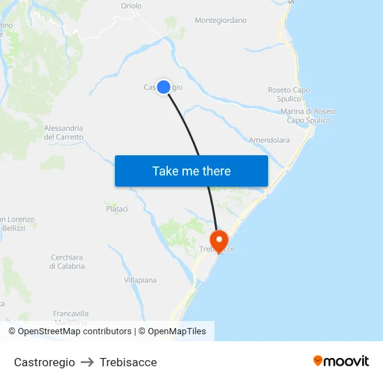 Castroregio to Trebisacce map
