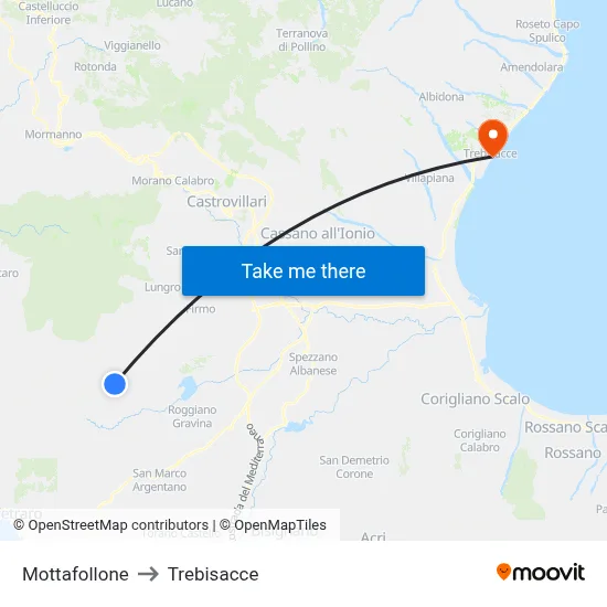 Mottafollone to Trebisacce map