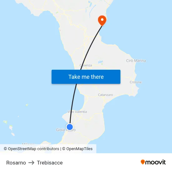 Rosarno to Trebisacce map