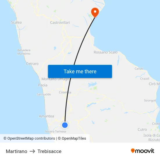 Martirano to Trebisacce map