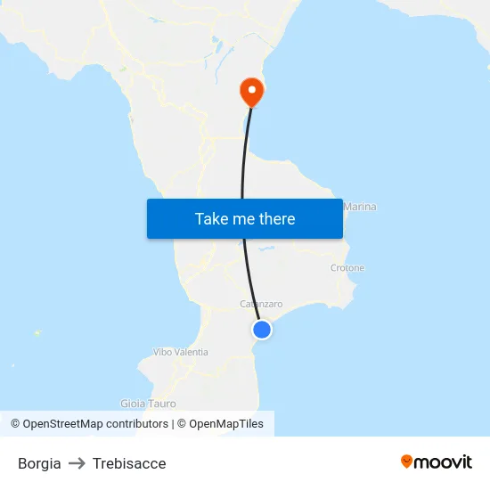 Borgia to Trebisacce map