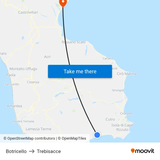 Botricello to Trebisacce map