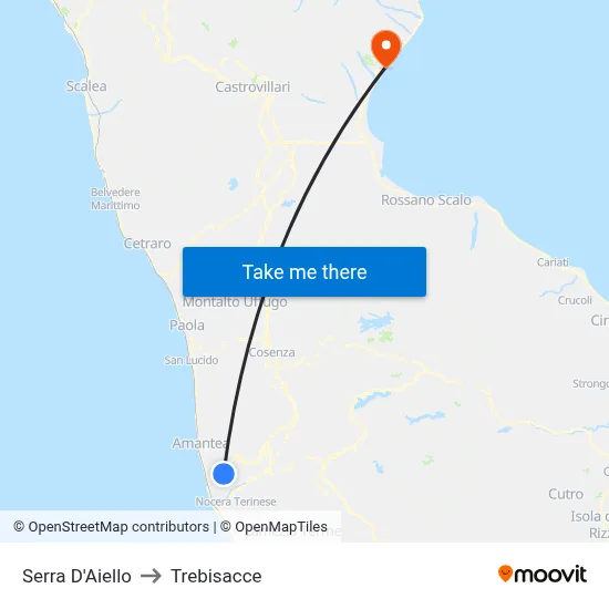 Serra D'Aiello to Trebisacce map