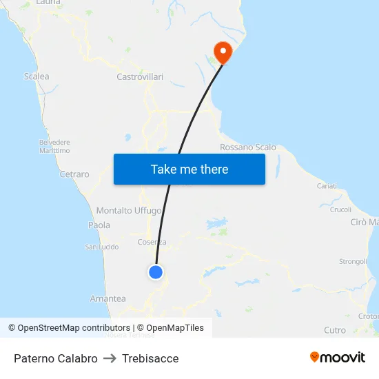 Paterno Calabro to Trebisacce map