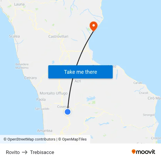 Rovito to Trebisacce map