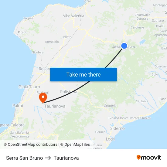 Serra San Bruno to Taurianova map