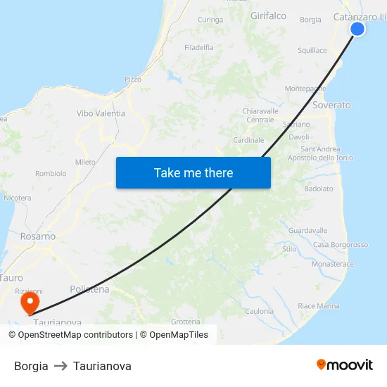 Borgia to Taurianova map