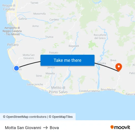 Motta San Giovanni to Bova map