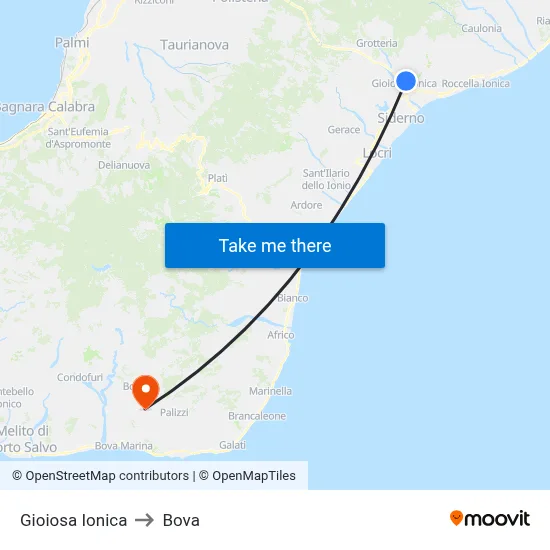 Gioiosa Ionica to Bova map
