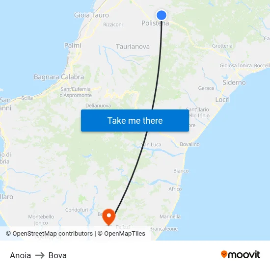 Anoia to Bova map