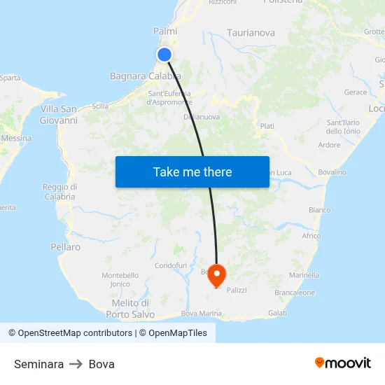 Seminara to Bova map