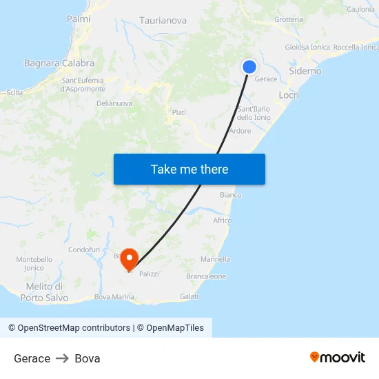 Gerace to Bova map