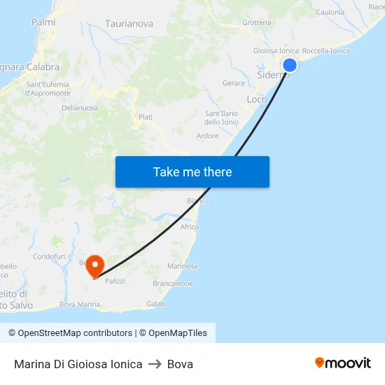 Marina Di Gioiosa Ionica to Bova map