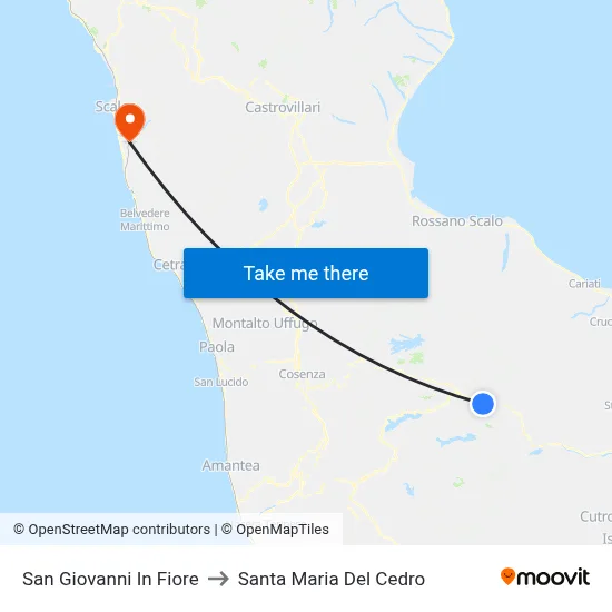 San Giovanni In Fiore to Santa Maria Del Cedro map