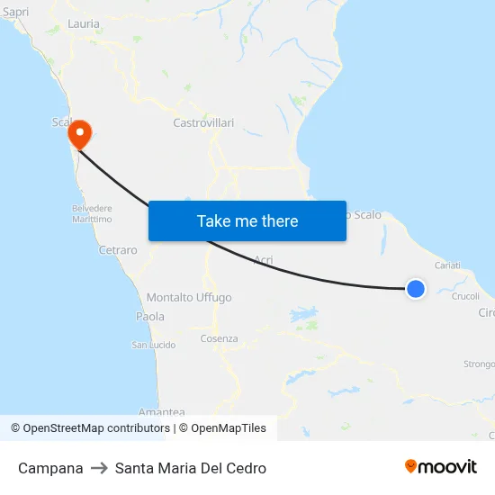 Bell to Santa Maria Del Cedro map