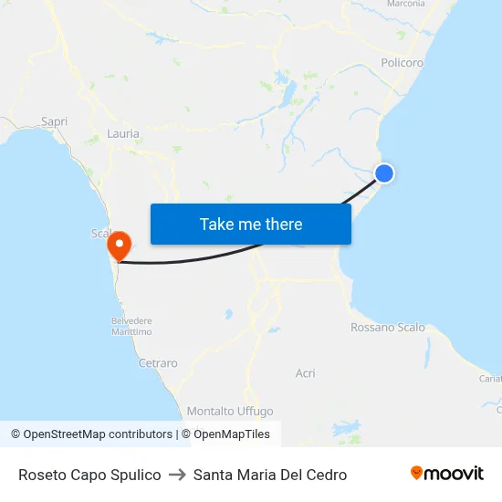 Roseto Capo Spulico to Santa Maria Del Cedro map