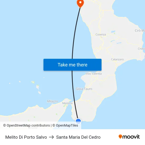 Melito Di Porto Salvo to Santa Maria Del Cedro map
