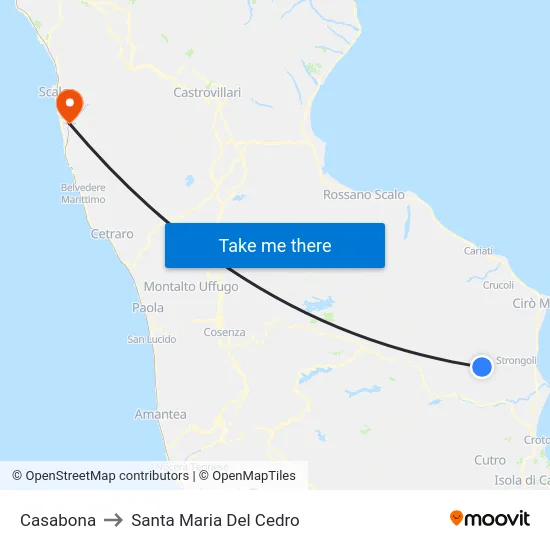 Casabona to Santa Maria Del Cedro map
