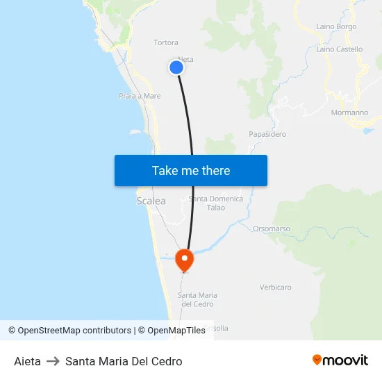 Aieta to Santa Maria Del Cedro map