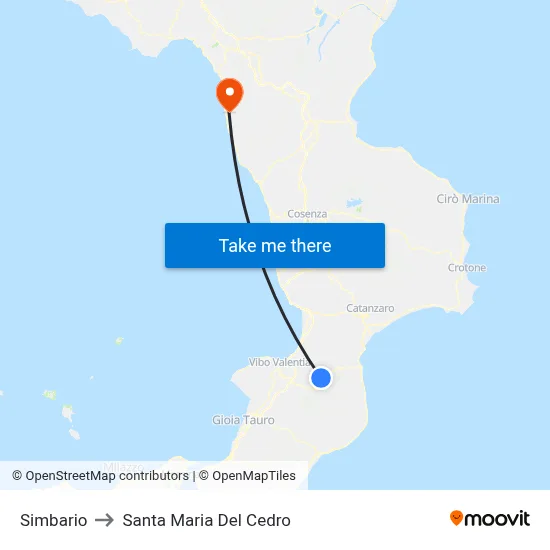 Simbario to Santa Maria Del Cedro map