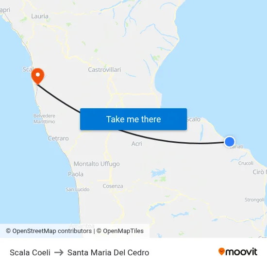 Scala Coeli to Santa Maria Del Cedro map