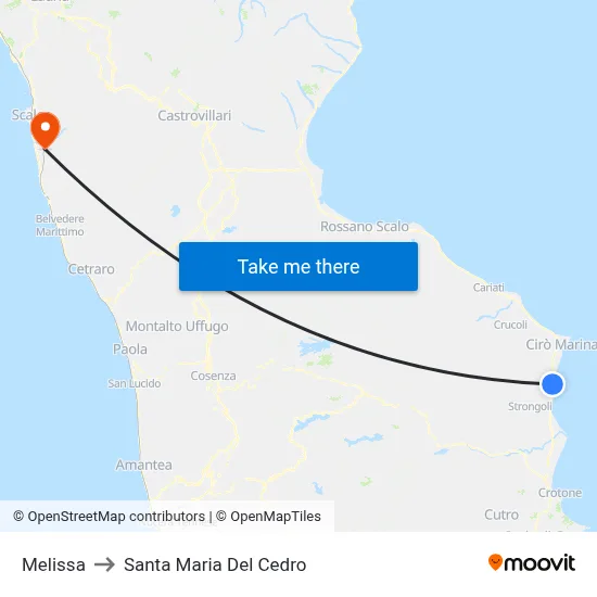 Melissa to Santa Maria Del Cedro map