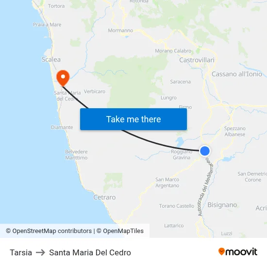 Tarsia to Santa Maria Del Cedro map