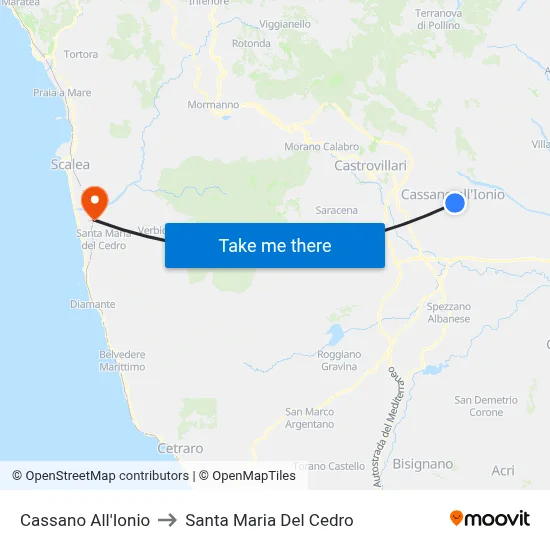 Cassano all'Ionio to Santa Maria Del Cedro map