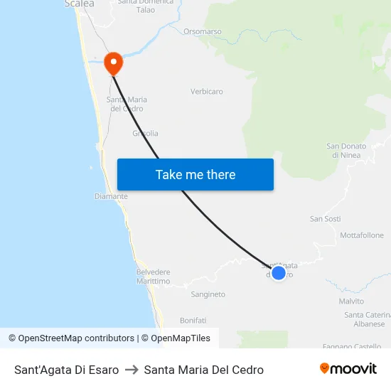 Sant'Agata Di Esaro to Santa Maria Del Cedro map