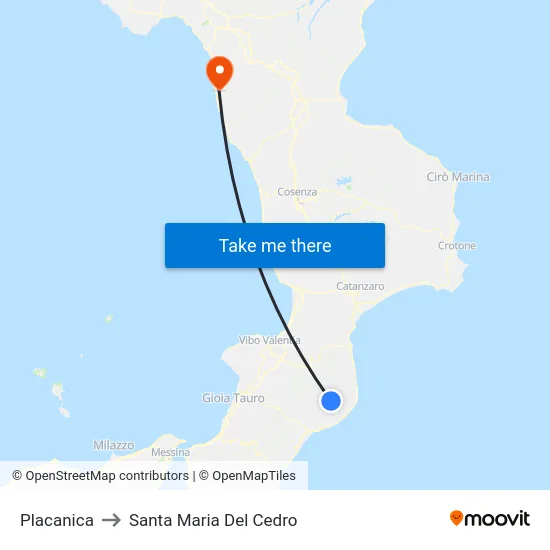 Placanica to Santa Maria Del Cedro map