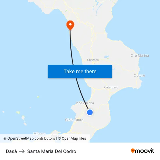 Dasà to Santa Maria Del Cedro map