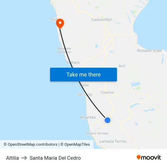 Altilia to Santa Maria Del Cedro map