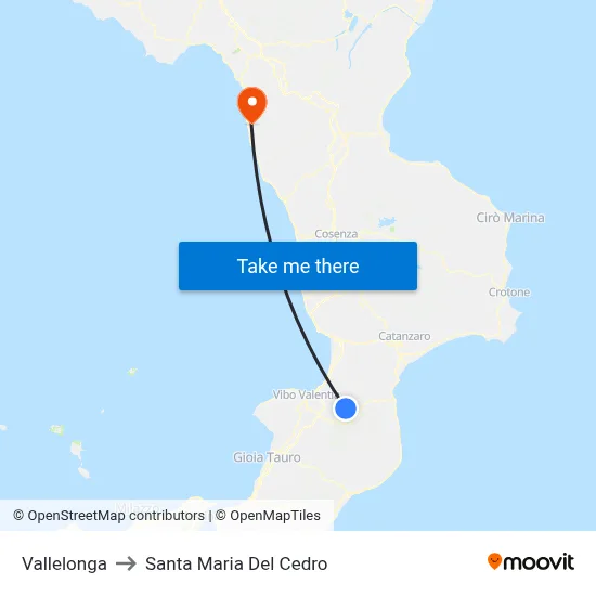 Vallelonga to Santa Maria Del Cedro map