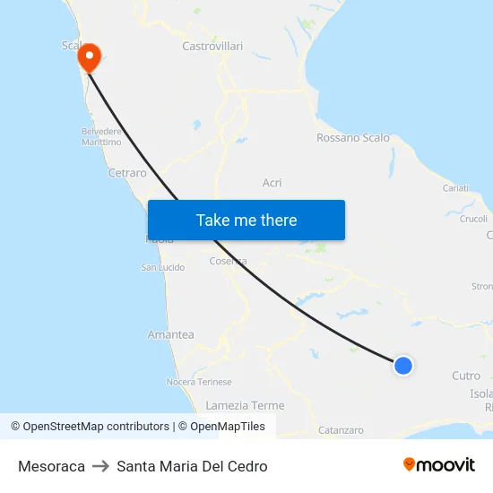 Mesoraca to Santa Maria Del Cedro map