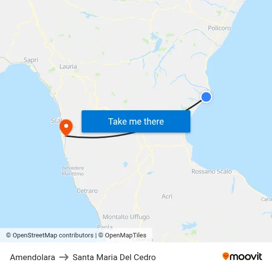 Amendolara to Santa Maria Del Cedro map
