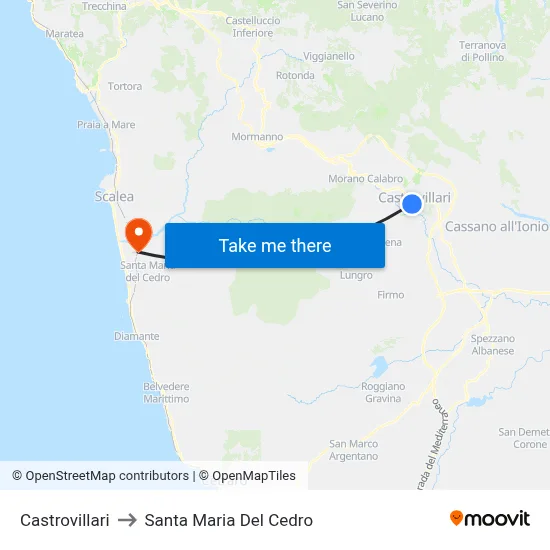 Castrovillari to Santa Maria Del Cedro map