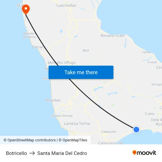 Botricello to Santa Maria Del Cedro map