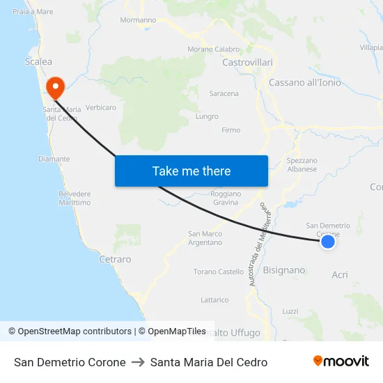 San Demetrio Corone to Santa Maria Del Cedro map
