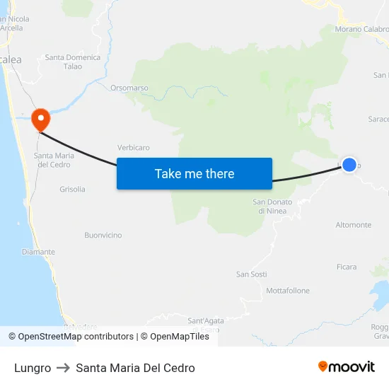 Lungro to Santa Maria Del Cedro map
