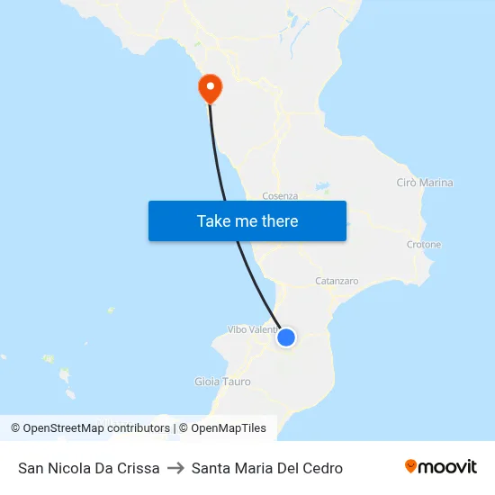 San Nicola da Crissa to Santa Maria Del Cedro map